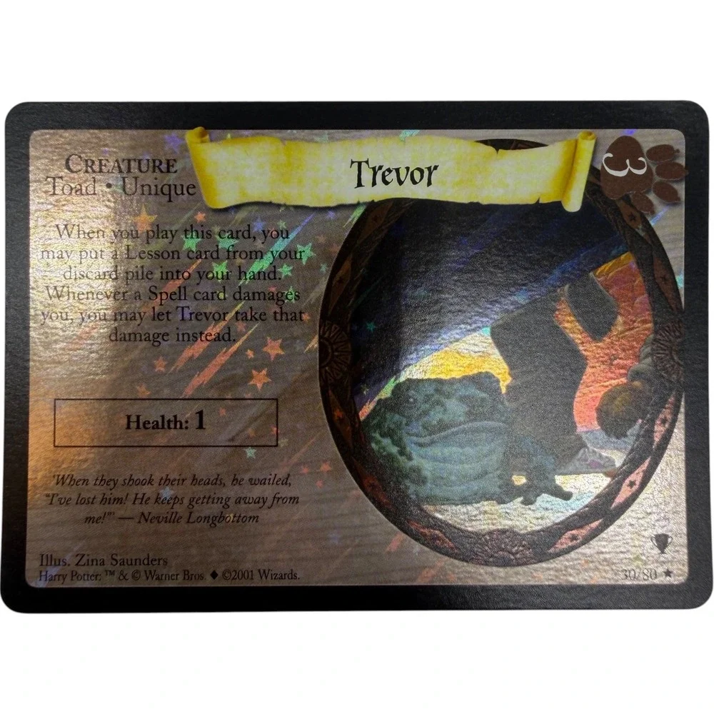 Harry Potter TCG Trevor 30/80 Quidditch Rare Foil Trading Card 2001 Vintage
